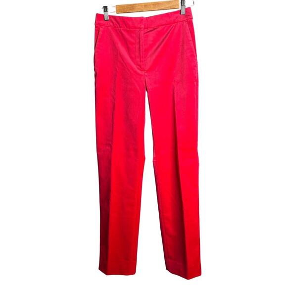J. Crew Full-Length Straight Leg Velvet Pant Red Size 4 NWT - Picture 2 of 4